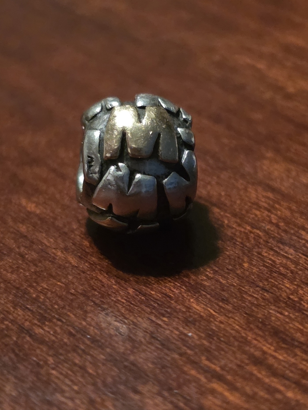 Pandora Silver & 14k Gold M CHARM